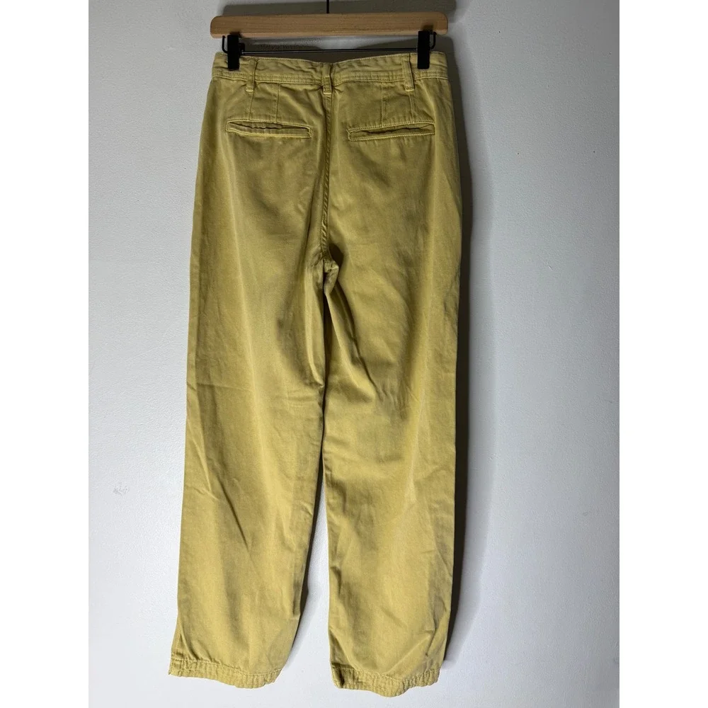 Free People Women's Pleated Khaki Wide Leg Pants‎ Size 0
